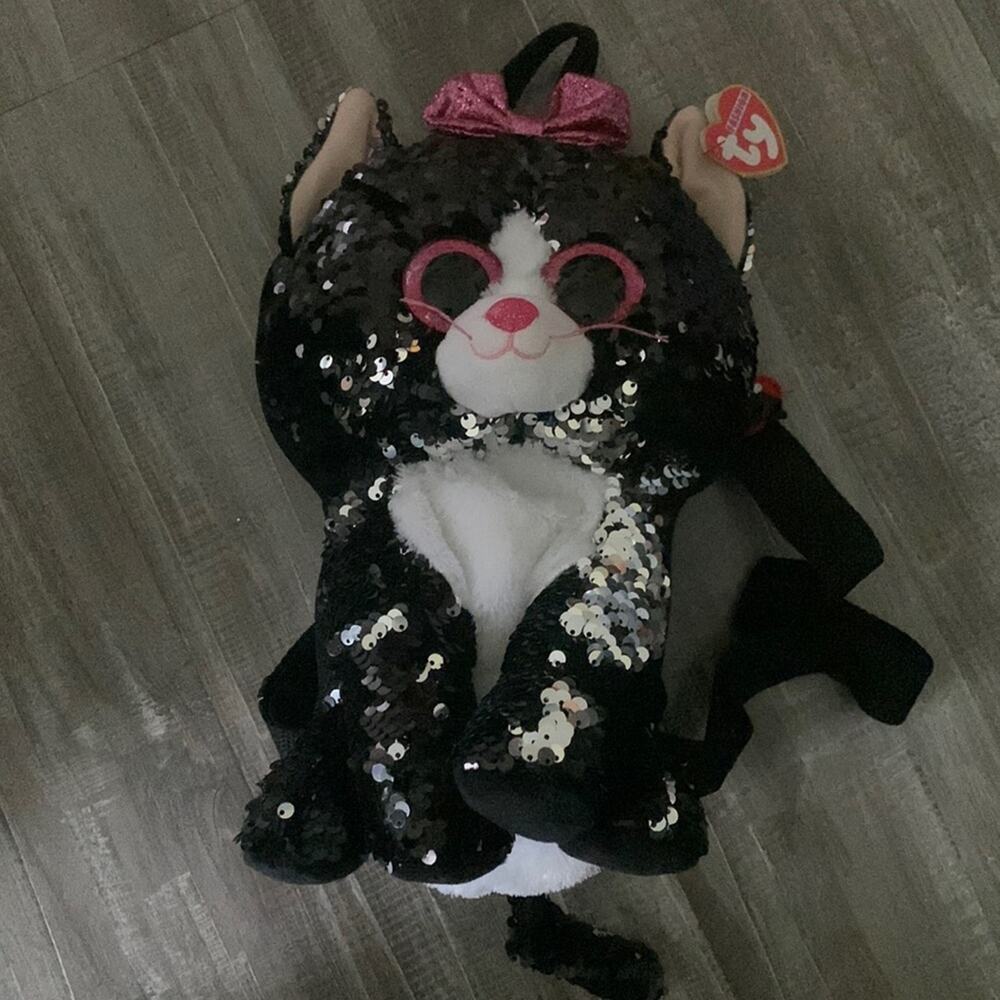 Ty‎ Fashion Collection Kids Backpack Cat KiKi Black Sequin